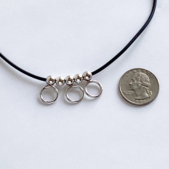 Sterling Silver Black Soft Rubber Chain Necklace - Picture 3 of 5